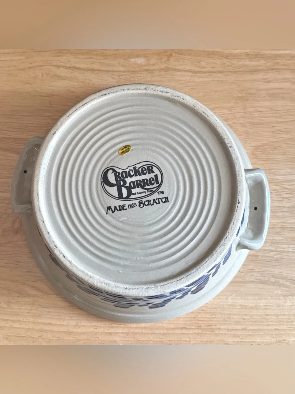 Cracker Barrel Made from Scratch Blue Vine Stoneware Covered Casserole Dish 2 Qt